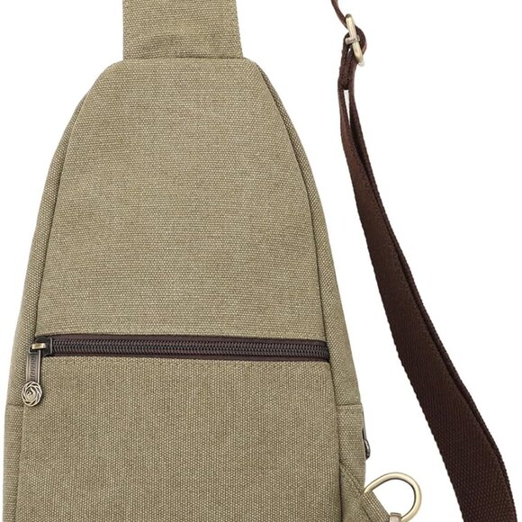 Canvas Sling Bag for Women Small Crossbody Purse Travel Hiking Chest Bag - Picture 3 of 7
